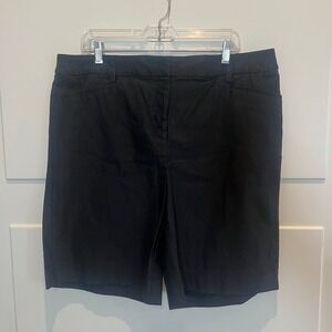 Lane‎ Bryant Women's Black Stretch Twill Bermuda Shorts Size 16 Casual EUC